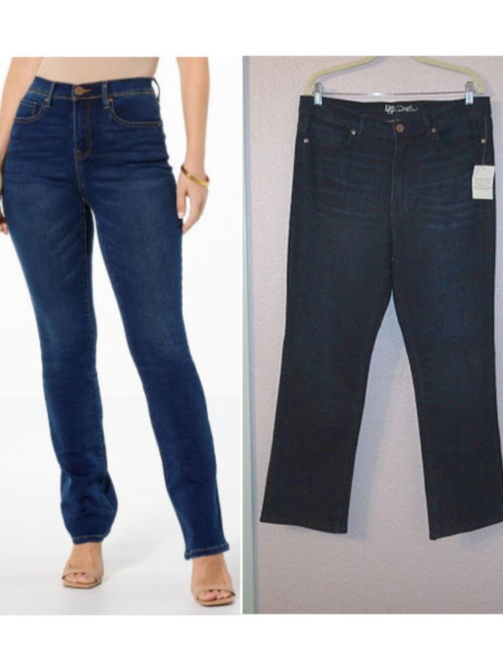 DG2 Diane Gilman Baby Boot Jeans Size 16 Virtual Stretch Denim High Rise Indigo